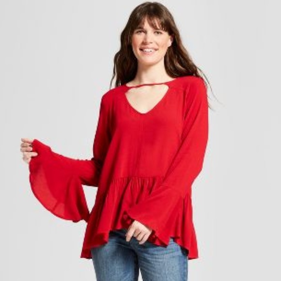 Mossimo Supply Co. Tops - NWT Mossimo Women's  Red Peasant Blouse